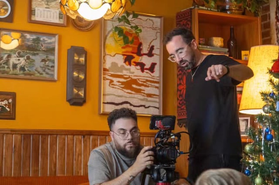 Directing a scene inside a vintage diner
